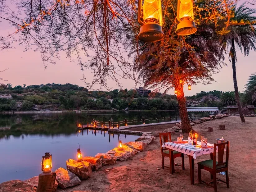 A candlelit private dining setting