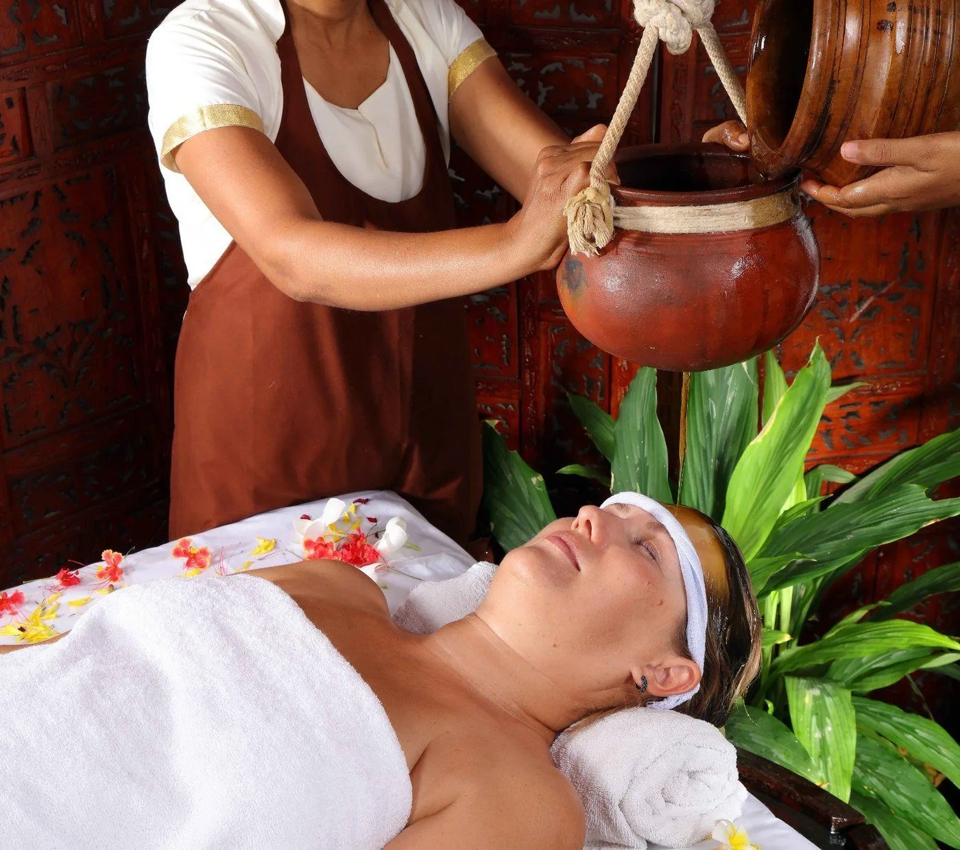 Somatheeram — a traditional Ayurvedic oil therapy in progress