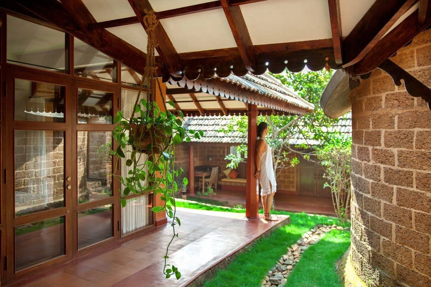 SwaSwara — a laterite-stone and timber courtyard cottage, Gokarna